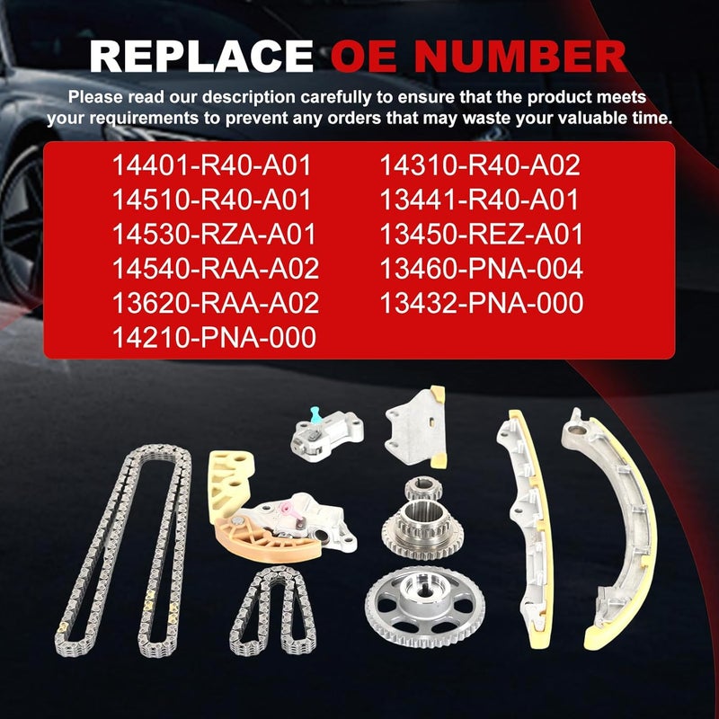 Autodevil Store Timing Chain Kit 2.4L Fit for 2008-2015 Accord for 12-15 Civic 10-13 CR-V for 12-14 Crosstour 09-15 ILX TSX Engine Time Part Sets w/Sprocket Guide Rail Tensioner Replace 14401-R40-A01 - Image 2